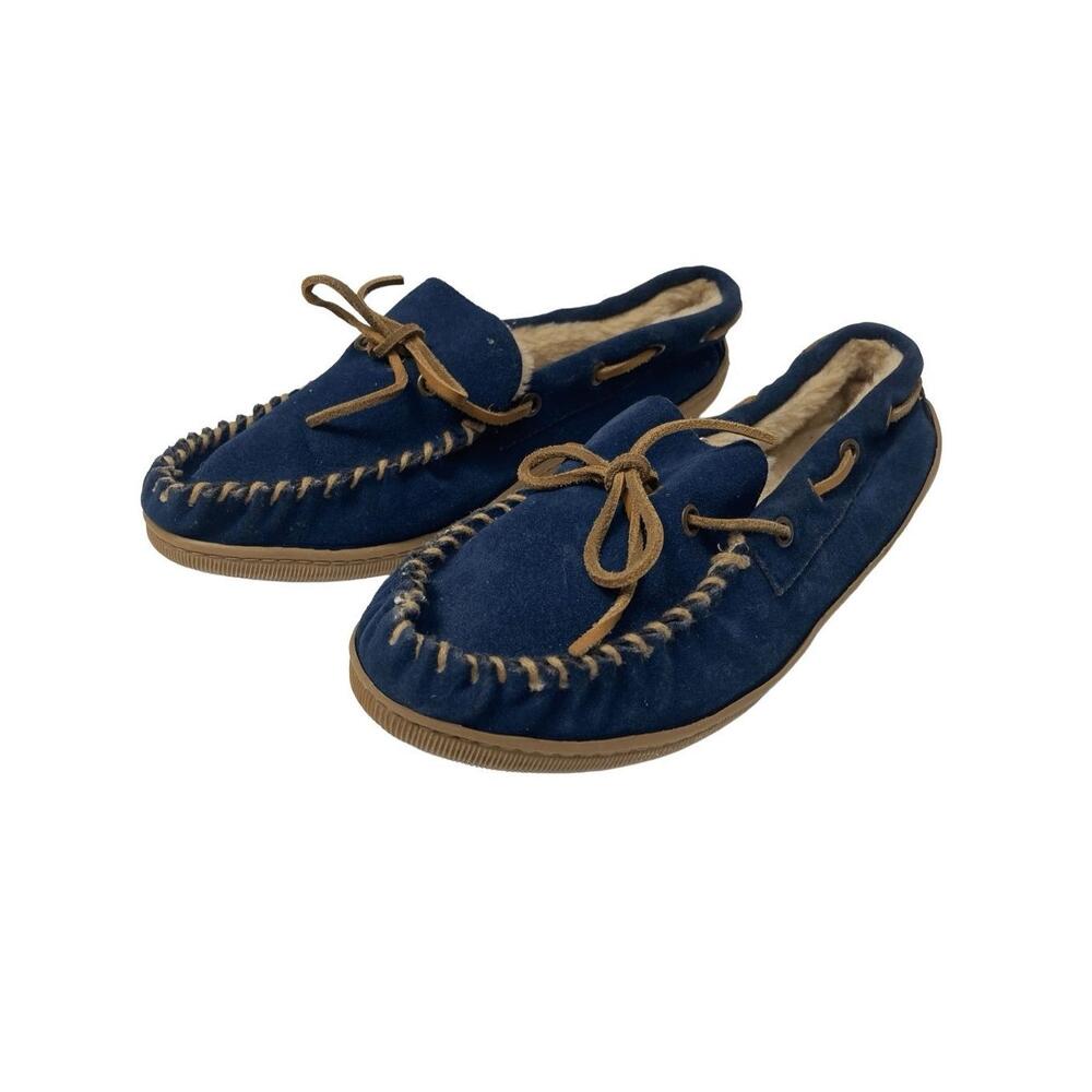 Comfort Ease Blue Suede‎ Moccasin Slippers Slip-On 10